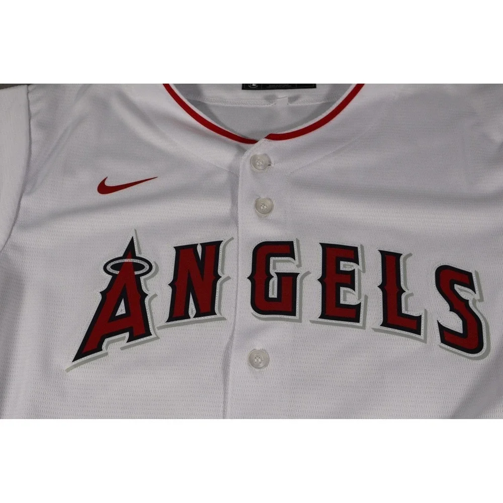 Los Angeles Angels Baseball Jersey Boys Large White Mike Trout MLB Nike Button